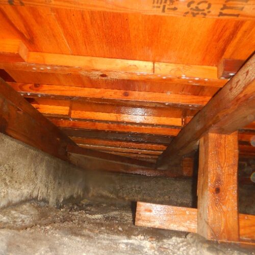 床下木部を消毒し、シロアリや腐朽菌を防止